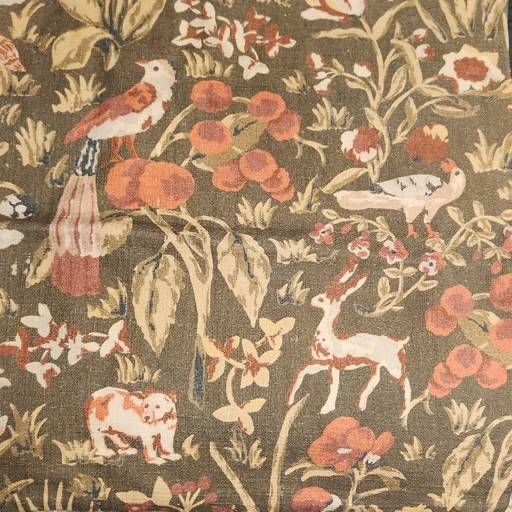 Pair Of West Elm Olive Green  Animal Birds Print Decorative Pillow Cover 20